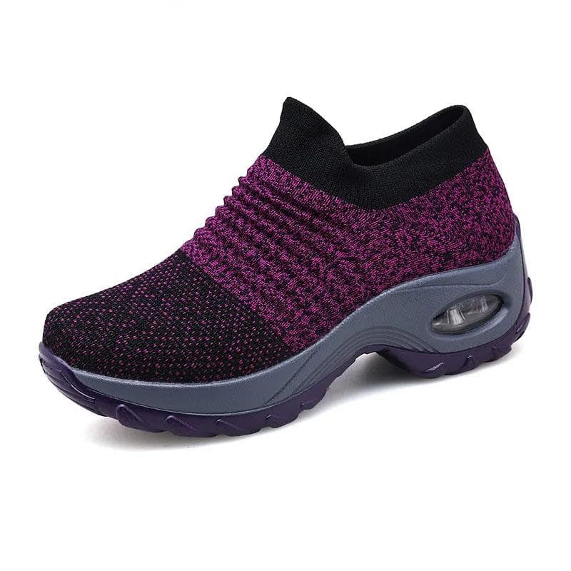 WTEMPO Spring and Summer Socks Shoes Women's Mesh Breathable Fashion Unique Sports Shoes Thick Sole Heighten Comfortable Versatile Air Cushion Shoes 41 purple