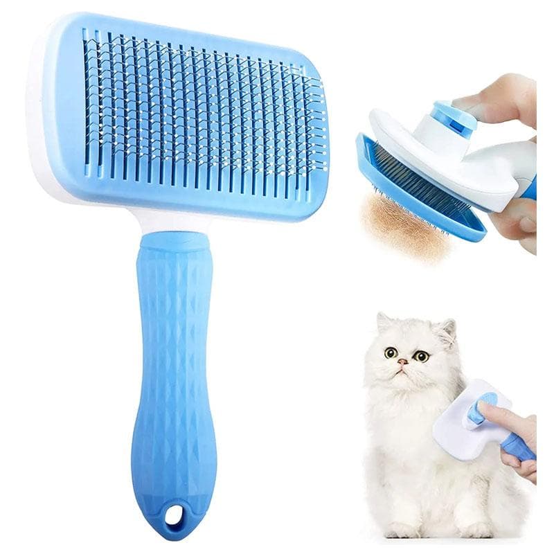 Dog Hair Removal Brush, Cat and Dog Hair Combing and Care Combing, Long Hair, Dog Pet Hair Removal, Cleaning, Bathing Brush, Dog Supplies blue