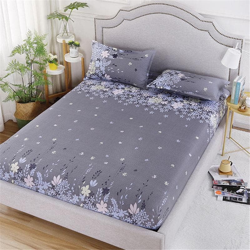 (Without Pillowcase)Fitted Sheet Mattress Cover with All-around Elastic Rubber Band Non Slip Dustproof Bed Sheet 180x220cm
