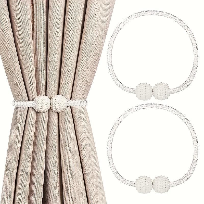 2PCS Classic Style Magnetic Window Curtain Tieback with Strong Magnet and European Design for Home Decoration/Room Ornament 2 white