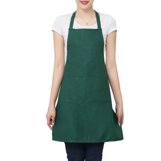 Unisex Apron Long-lasting Work Apron with Pockets Adjustable Straps Cooking Apron for Grill Restaurant Bar Cafes dark green