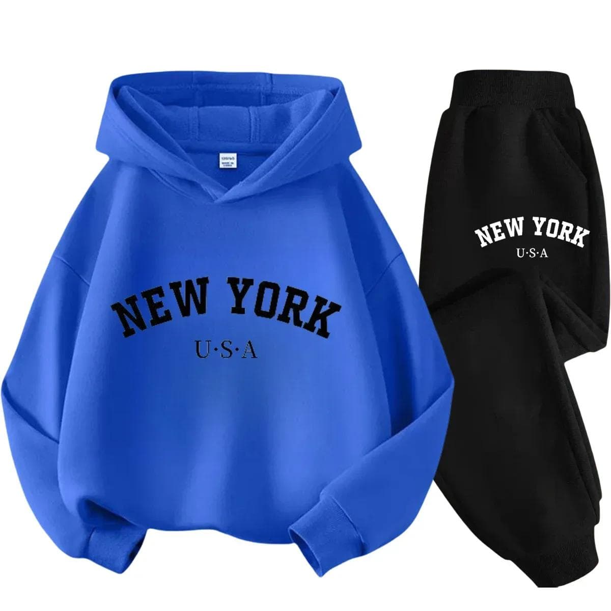 New York USA Children Hoodie Tracksuit Autumn Winter Letter Graphic Sweatshirt Pant Suit Baby Boy Girl Kid Sport Two Pieces Set 150cm