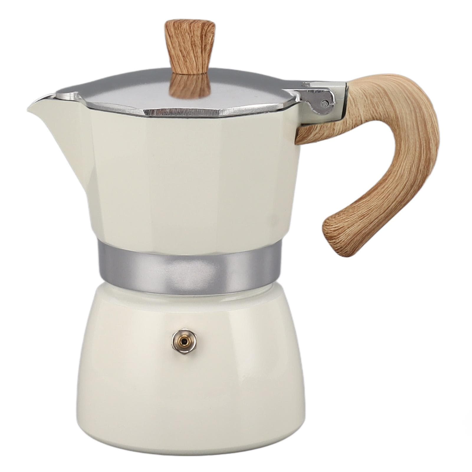 Moka Coffee Pot Octagonal Aluminum Classic Portable Hand Brewing Coffee Maker Moka Pot for Camping White