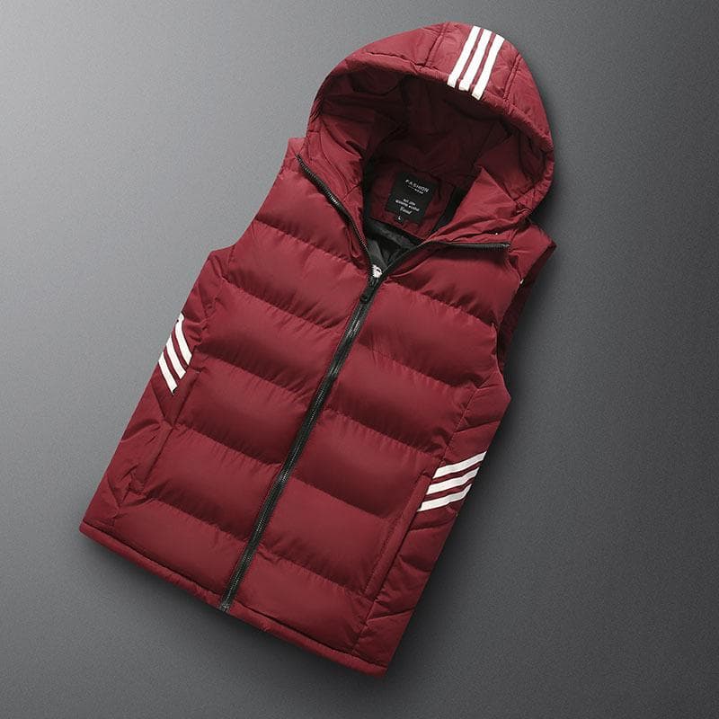 Men Vest Winter Jacket Warm Casual Man Black Red Waistcoat XXL red