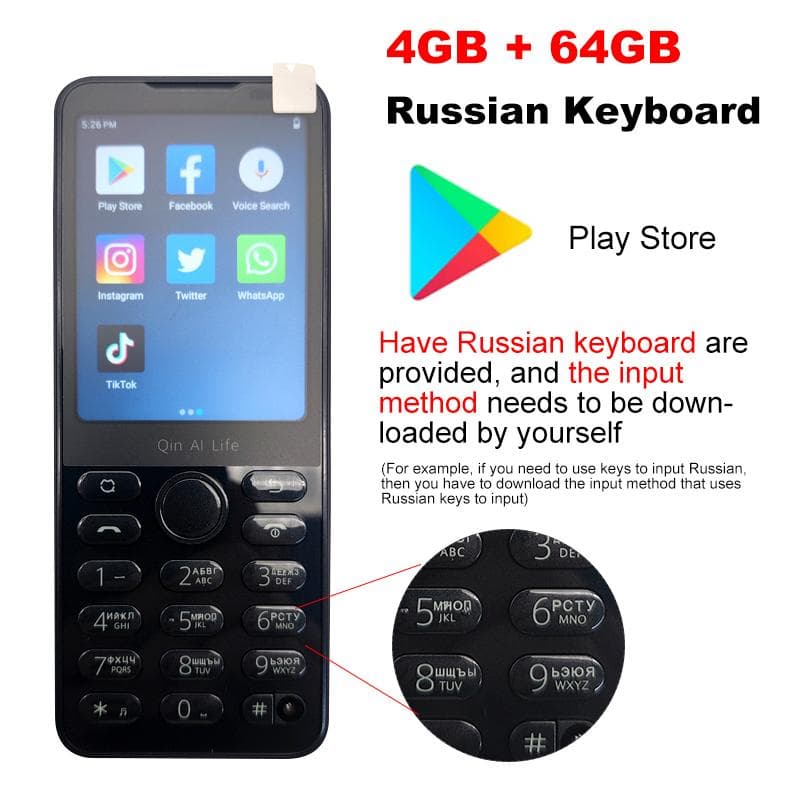 Qin F21 Pro phone RU keyboard Google black
