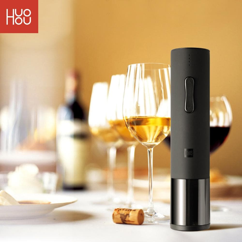 Huohou Automatic Wine Bottle Opener Kit 20-24mm Wine Cork Electric Corkscrew With Foil Cutter For