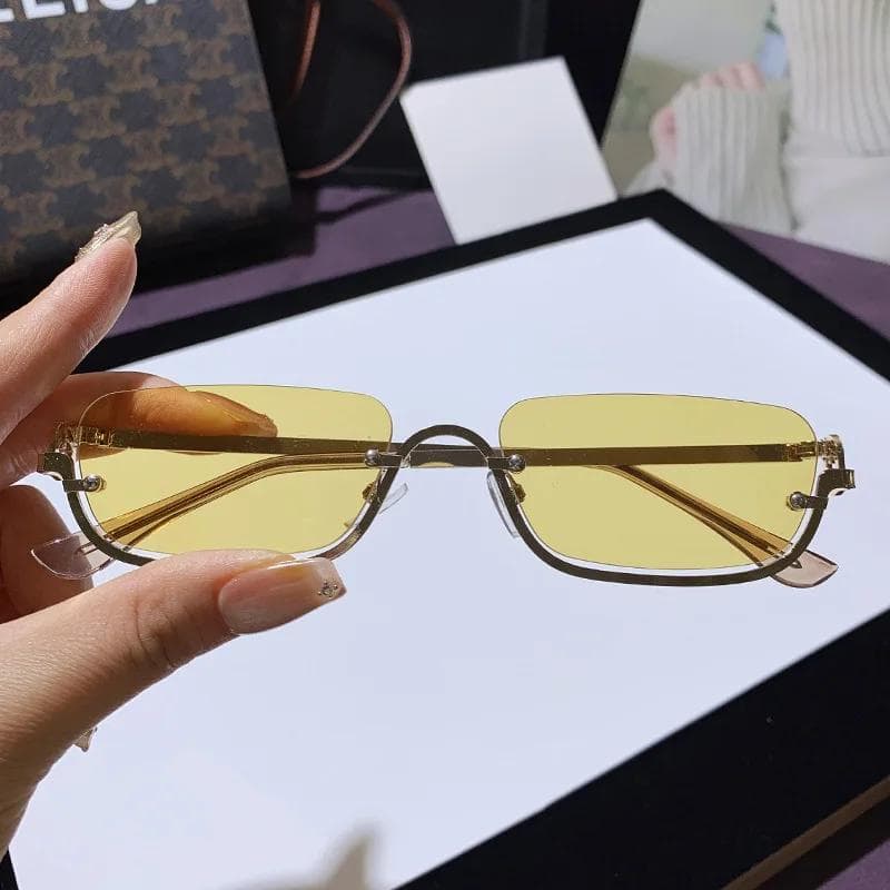 New Trendy Square Half Frame Sunglasses UV400 Protection Unisex High Fashion UV Resistant Shades Eyewear for Men Women