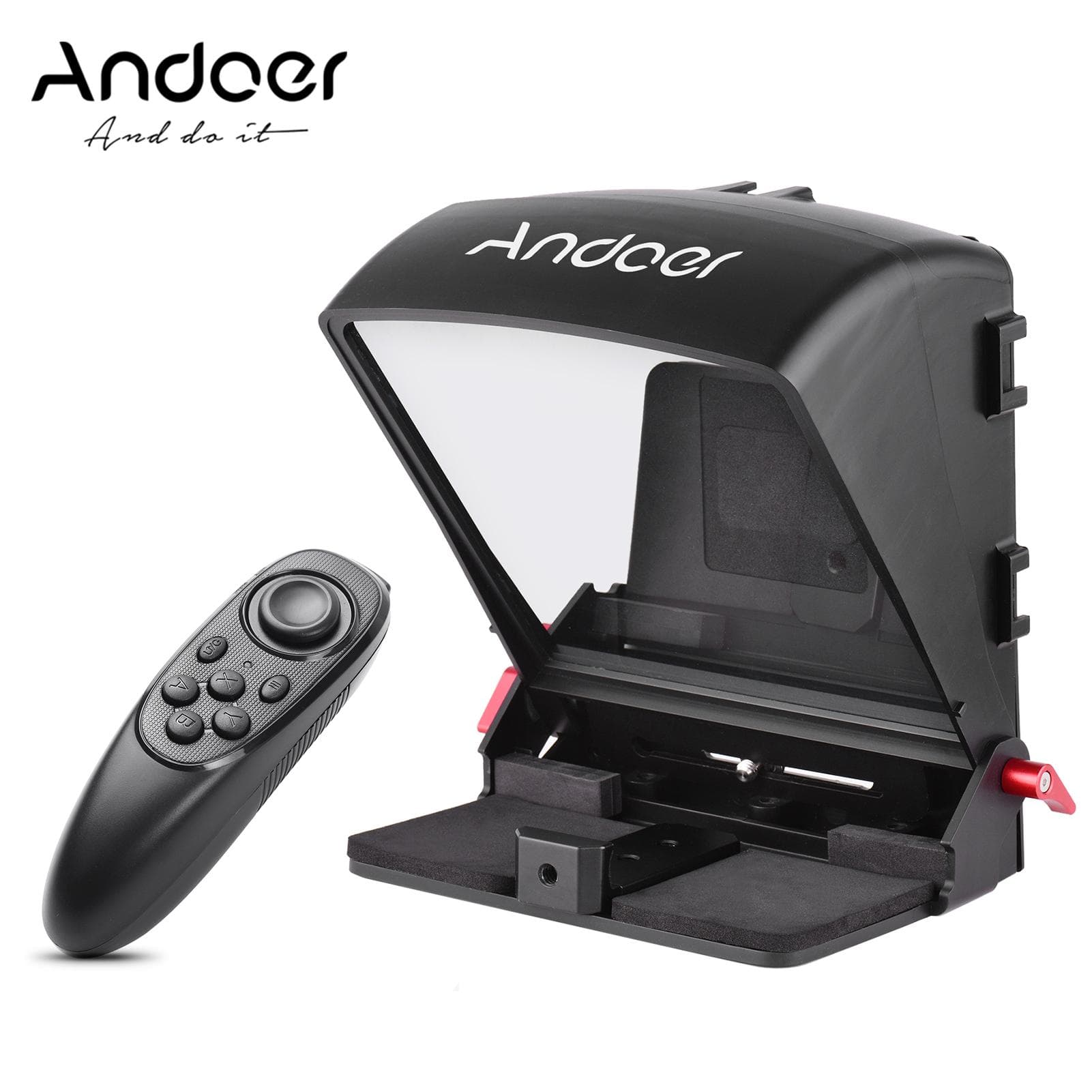 A1 Universal Portable Teleprompter Prompter for Smartphone/Tablet/DSLR Camera Video black