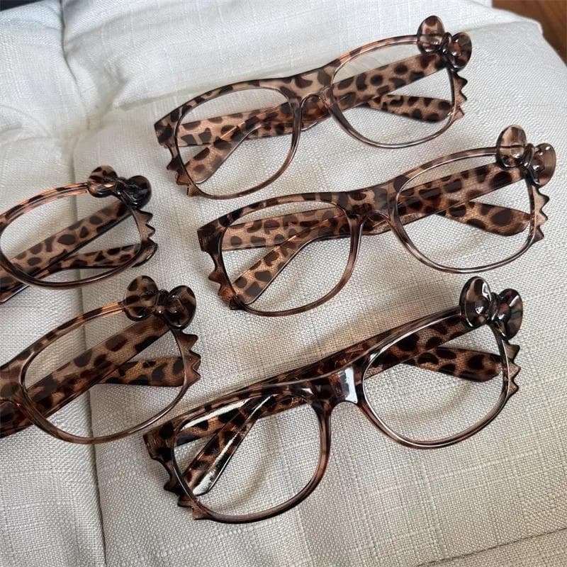 Y2K Leopard Print Eyeglass Frame Anime Kawaii Retro Glasses Cartoon Cute Eyewear Decorative Accessories