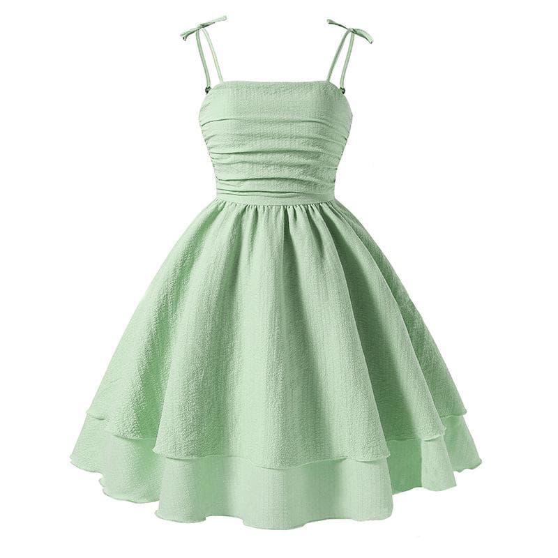 Girls' 2025 Spring/Summer Sling Princess Dress - European & American Style 15Y green