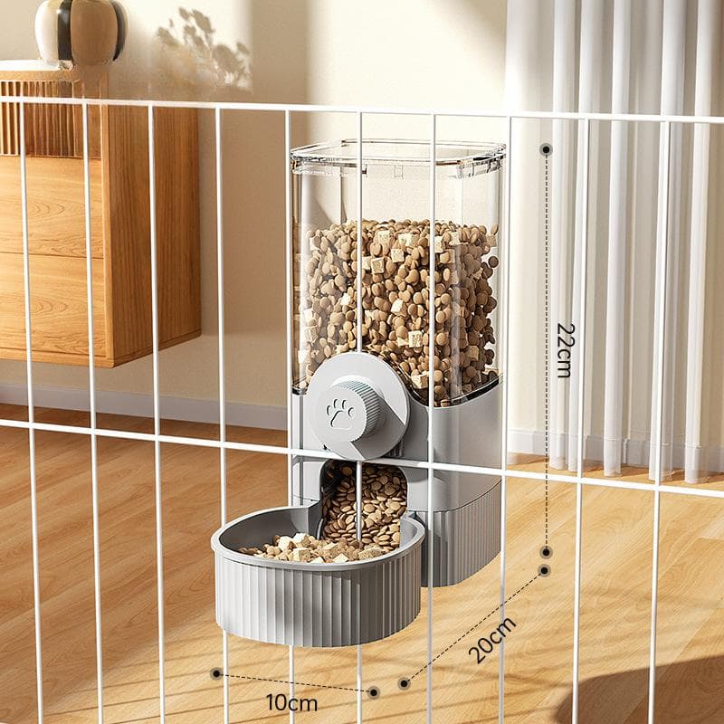 Hanging Automatic Pet Food Feeder/Water Dispenser, Gravity Cat Auto Feeder Waterer Set With Container Bowl For Cage