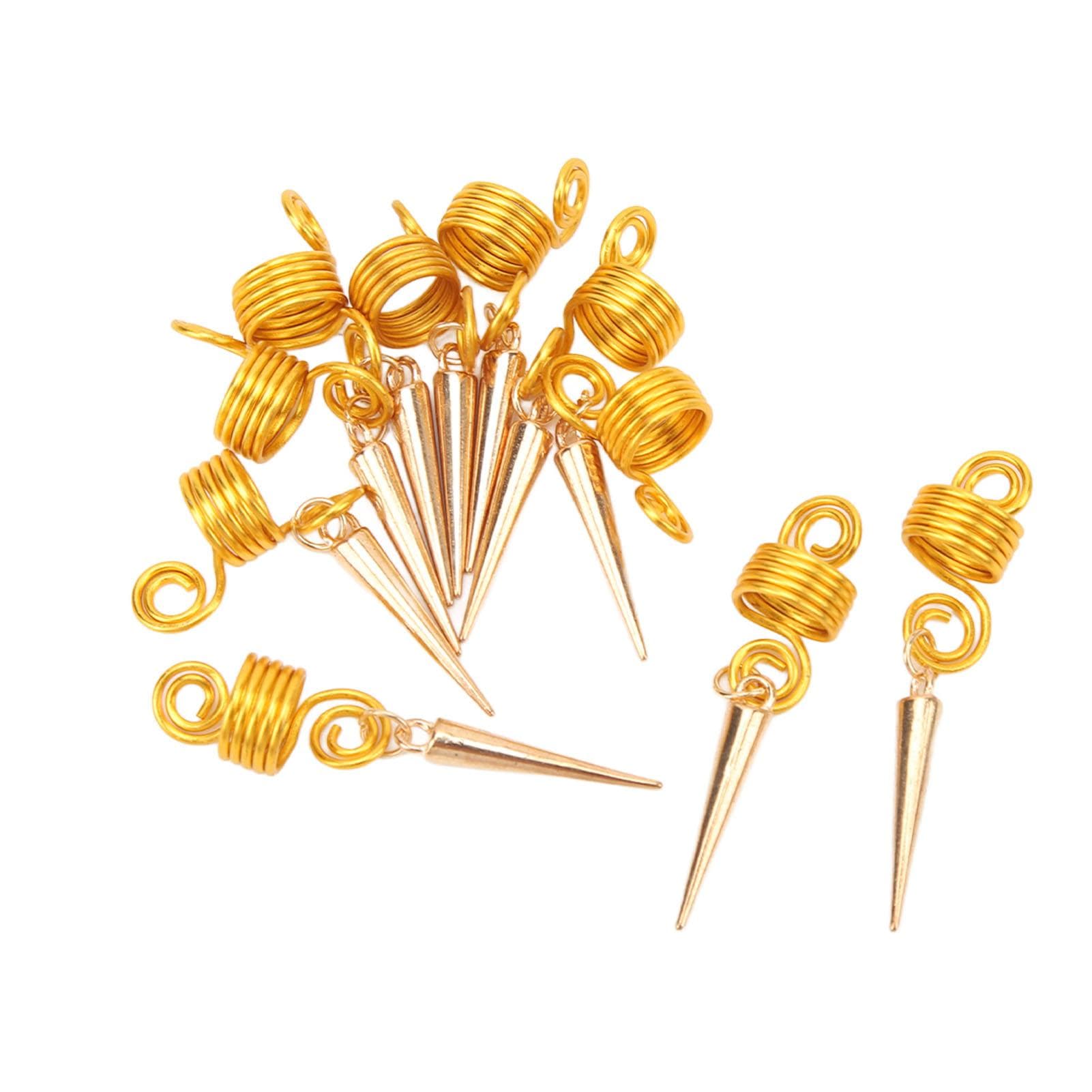 10pcs Dreadlocks Beads Fashionable Gold Beard Beads for DIY Bracelet Necklace Jewelry Hair