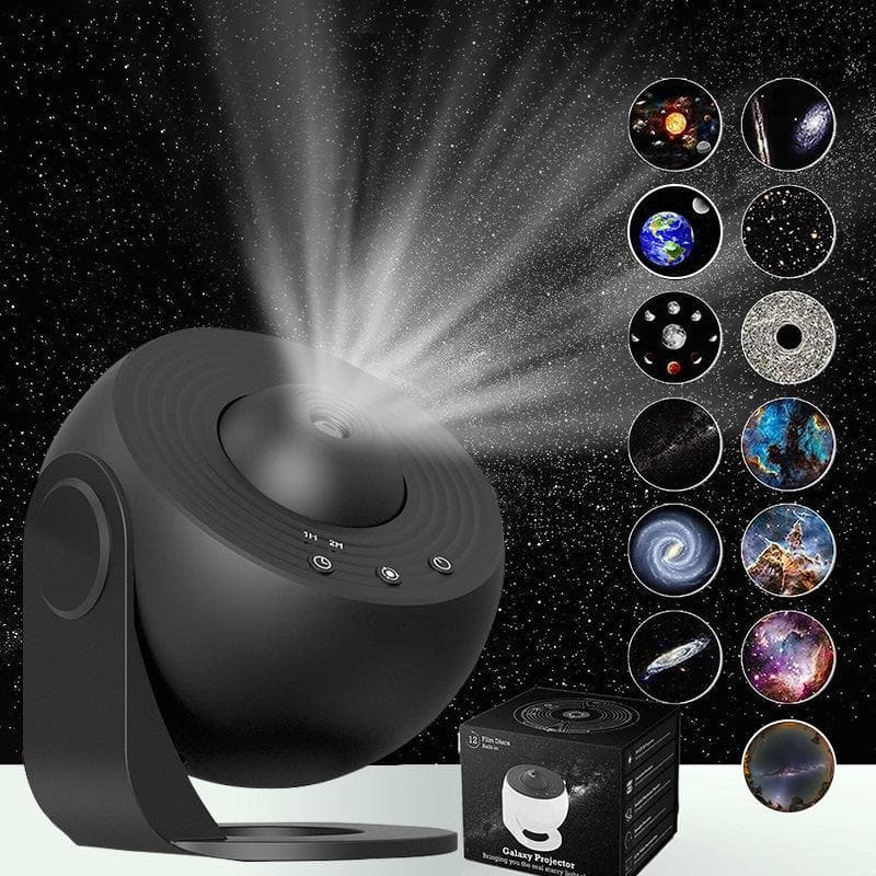 Galaxy Starry Sky Projector Lamp with 13 HD Films for Bedroom & Living Room Russian instruction manual + 13 films black