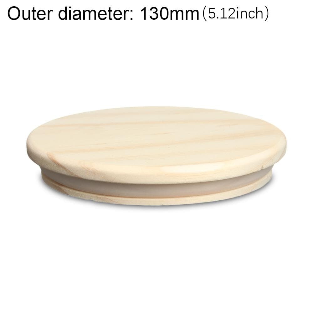 Sizes Compatible Kitchen Organization Wide Mouth Cover Canning Storage Wood Lids Mason Jar Lid yellow-round-130mm