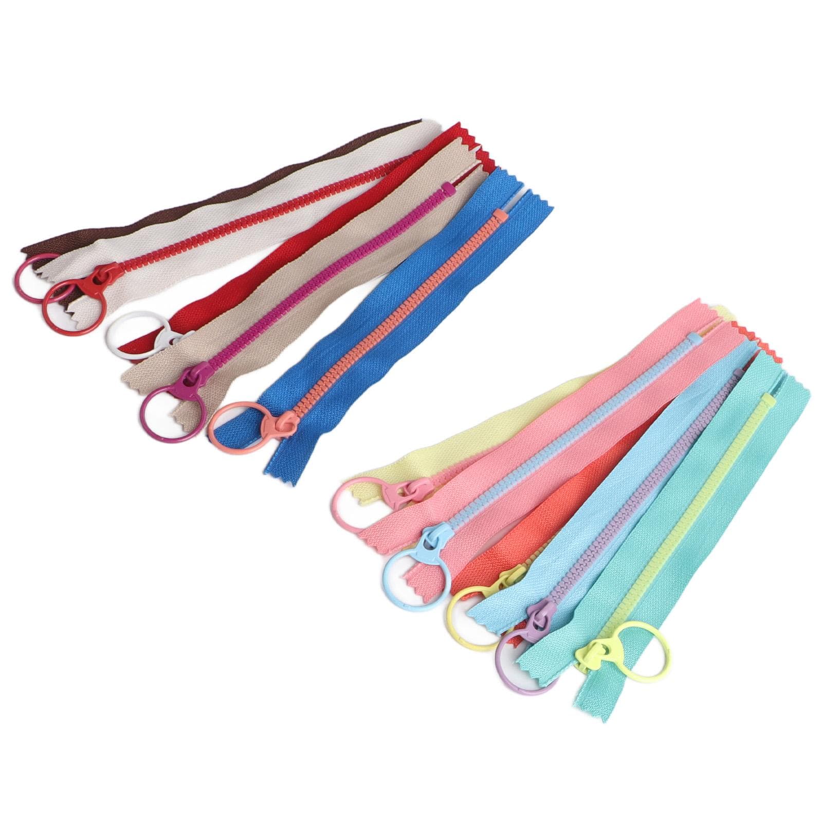 10Pcs Colorful Zippers 5.9in Long Contrast Color Durable Resin Fabric Sewing Zippers for DIY Craft