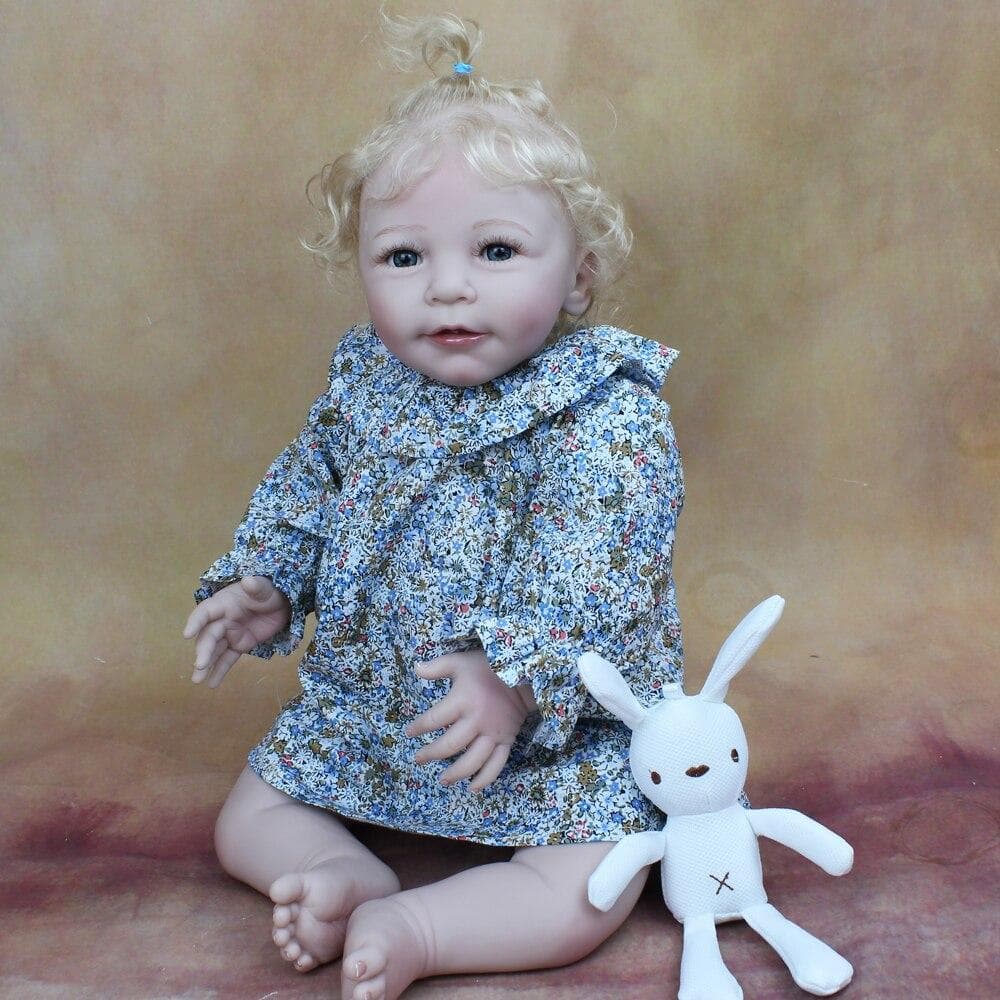 BZDOLL 55 CM Soft Silicone Reborn Baby Rooted Blonde Hair Girl Doll Toy Lifelike Cloth Body Realistic 22 Inch Princess Toddler Bebe 55cm Doll