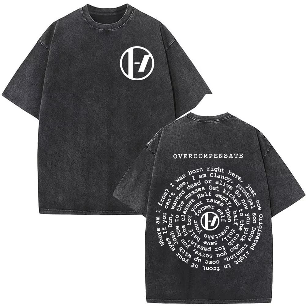 Vintage Rock Band Twenty One Pilots Washed T-shirt Men Women Cotton Casual Streetwear Tops Tee Short Sleeve Harajuku Y2k S