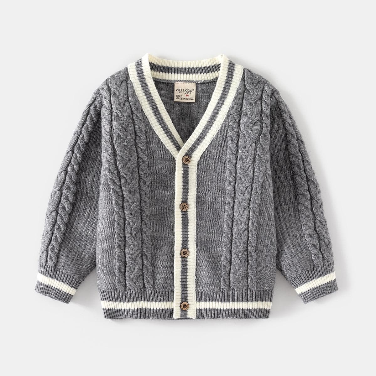 Boys' Sweater Autumn and Winter New Children's Sweater Cardigan Korean Children's Wear Baby Top 130cm gray