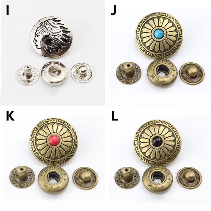 1Set Leather Craft Fasteners Sewing Accessories Snap Buttons Metal Clothing Garment DIY Press Studs K