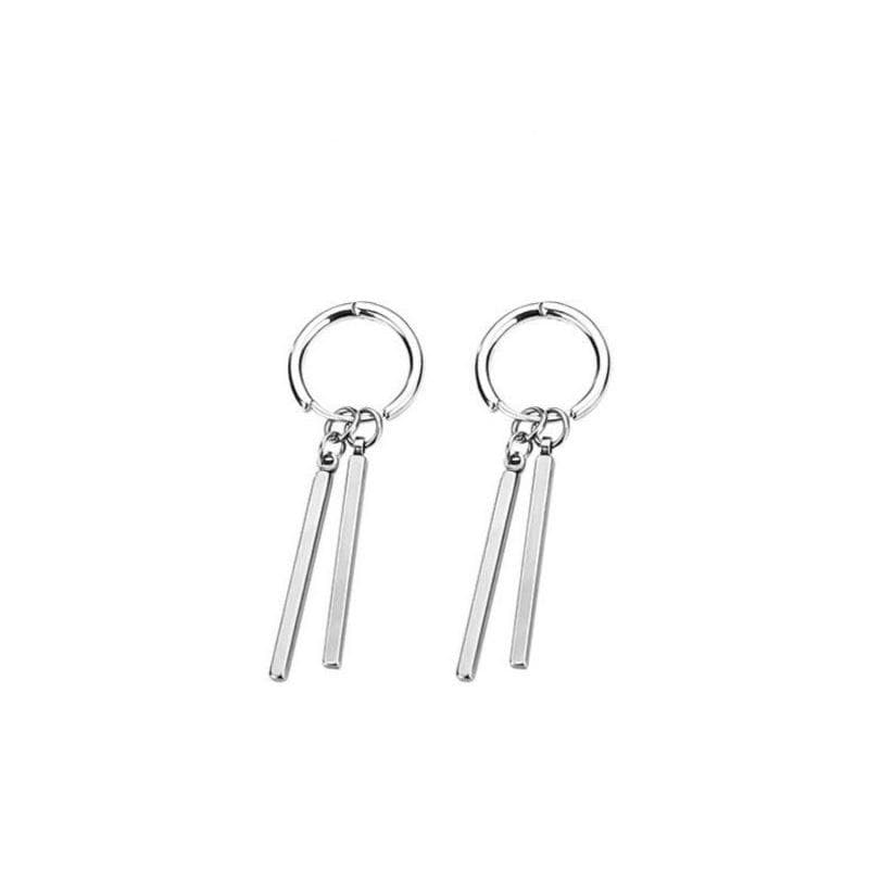 Silver Color Personality Long Pendant Earring Men Women Earrings Square Stick Earrings Cool Statement Earring Jewelry Gift silver