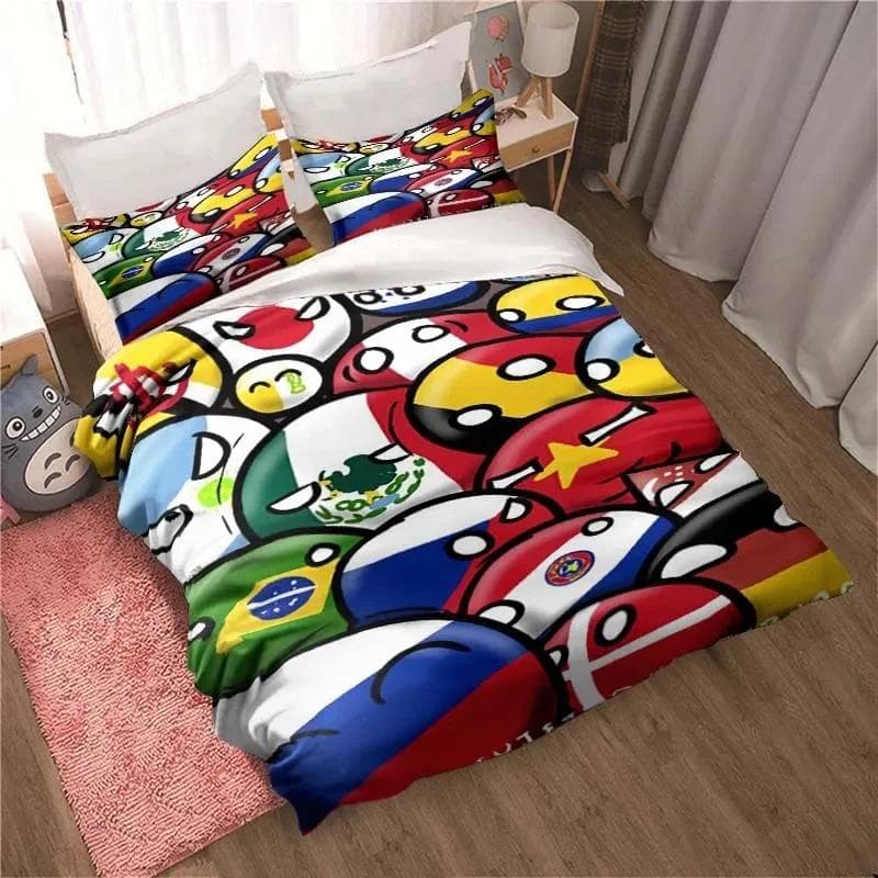 New Countryball Polandballs Bedding Set Bedroom Duvet Cover Set Single Double King Bed Set Adult Children's Bedroom Duvet Cover EU King 240x220cm