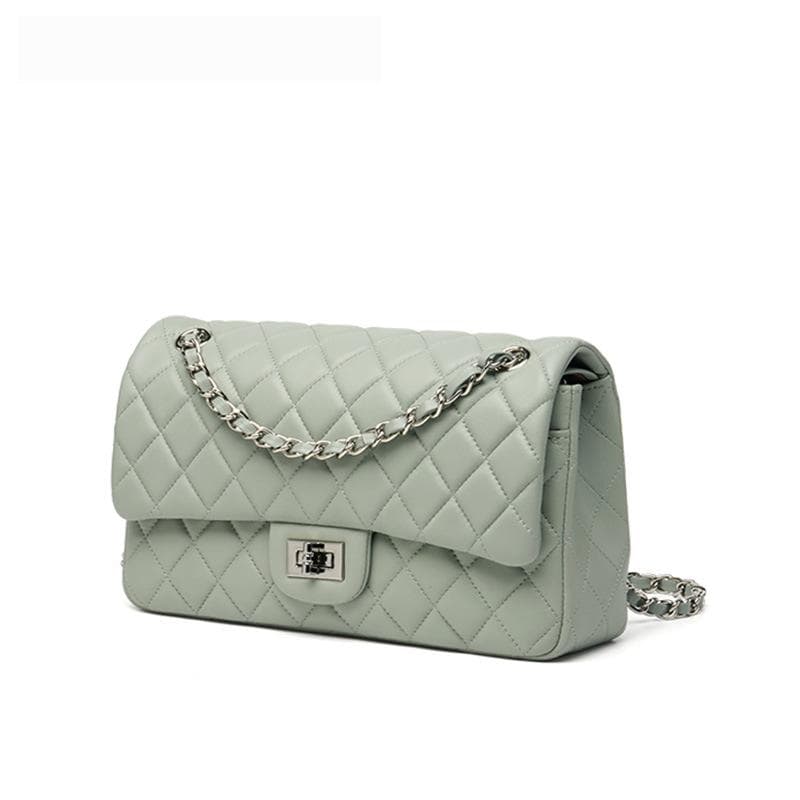 High-end Handbag, Women's Bag, European and American Retro Top-grain Leather, Ladies' Hand Bag, Shoulder Crossbody Bag 25*6.5*14cm green