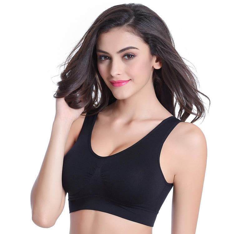 S-6XL Women Sport Bra Fitness Running Vest Gym Workout Underwear Padded Crop Tops Female Sportswear Brassiere Push Up Bras 6XL black