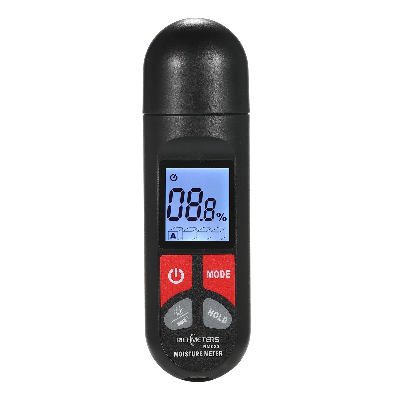 RICHMETERS RM031 Wood Moisture Tester Multifunctional Moisture Tester Dual-Needle Wood Humidity black