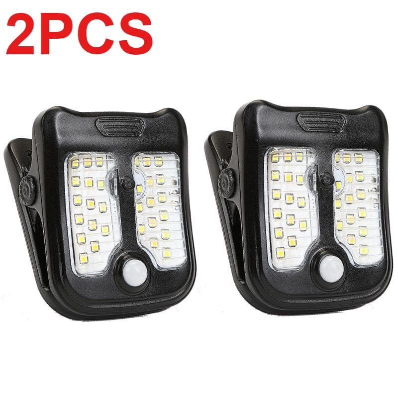 30 LED Solar Garden Outdoor Lights Clip Light Waterproof Motion Sensor Camping Lamp Rechargeable for Landscape Outdoor Wall Deco 2Pcs