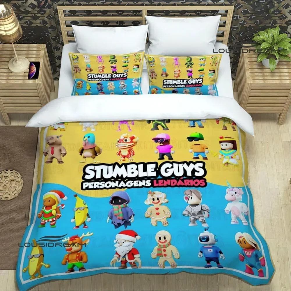 3D game Cartoon Stumble-guys Bedding Sets exquisite bed supplies set duvet cover comforter set bedding set luxury birthday gift US Twin(172x218cm)