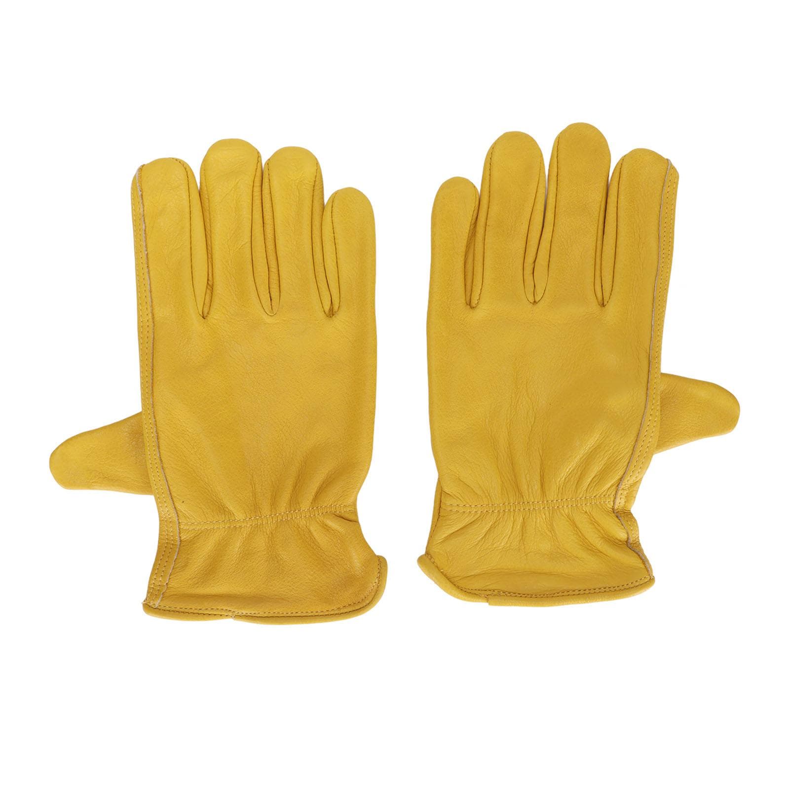 Garden Cowhide Gloves Wear Resistance Full Finger Leather Gloves for Outdoor CyclingM M(for 4-6.5kg)