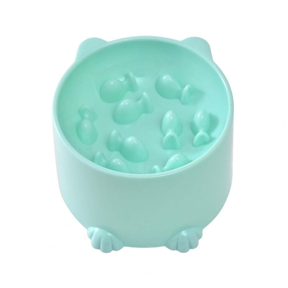 Pet Food Dispenser Water Bowl Daily Supply Cat Food Bowl Cartoon Shape Large Capacity Anti-choking Neck Protector Pet Dog Bowl green