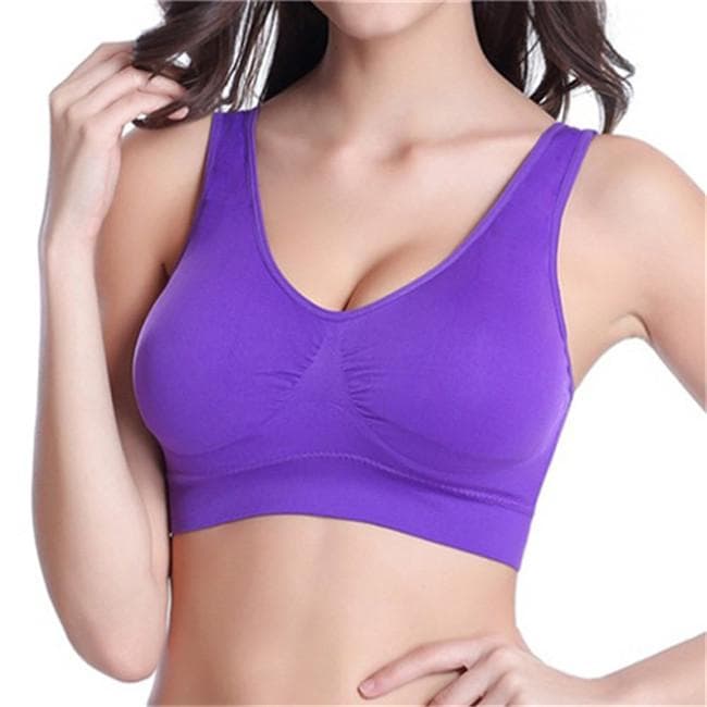 Women Push Up Bra Backless Padded Bras Comfortable Wireless Brassiere Breathable Seamless Underwear L purple