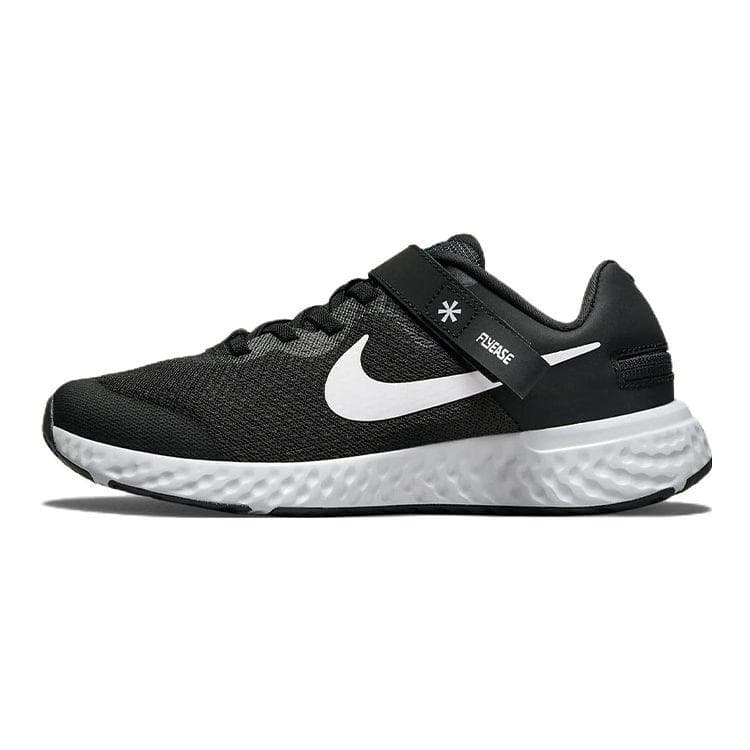 Nike Revolution 6 FlyEase 4E GS Black White Kids Sneakers Dark-Smoke-Grey DO5065-003 37.5