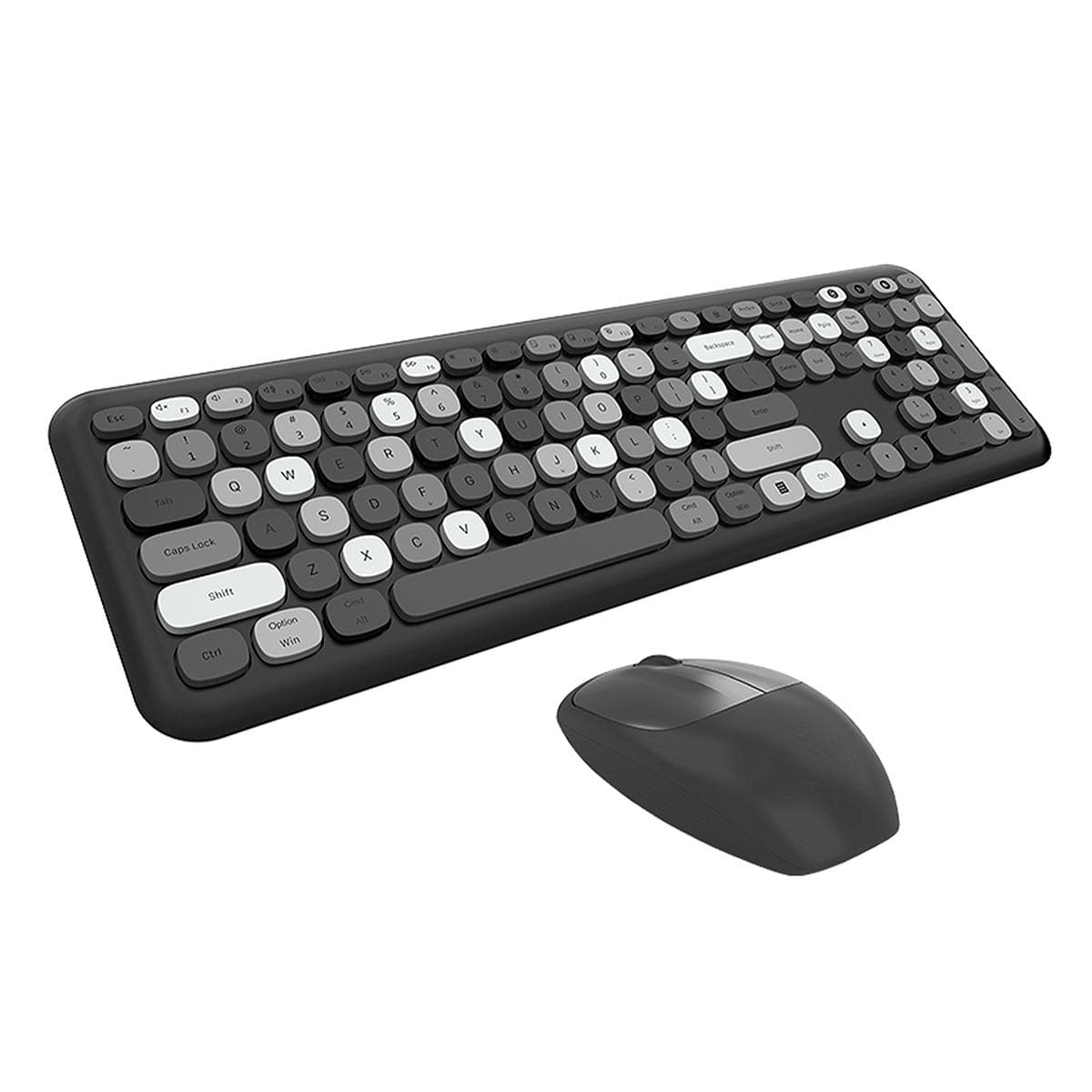 Mofii Wireless Mouse And Keyboard Set Round Keycaps Color Keyboard Women Office Wireless Keyboard Full Size Typewriter Keyboard dim gray