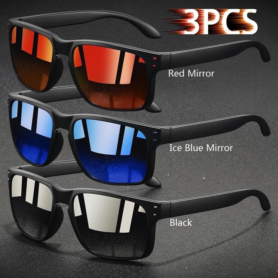 3 PCS Vintage Square Sunglasses Men Women Luxury Designer Sun Glasses Anti Glare UV400 Fishing Driving Eyewear
