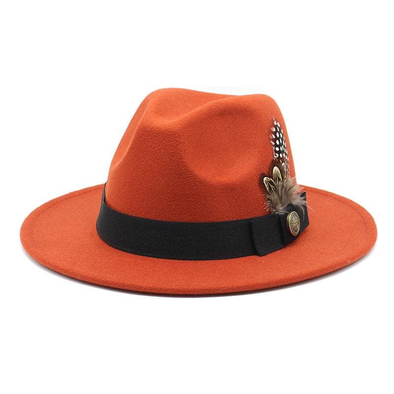 White Woolen Gentleman Classic British Jazz Feather Top Hat Wide Brim Party Church Wedding Fedora Hats Men Women Panama Felt Cap L 59-60cm