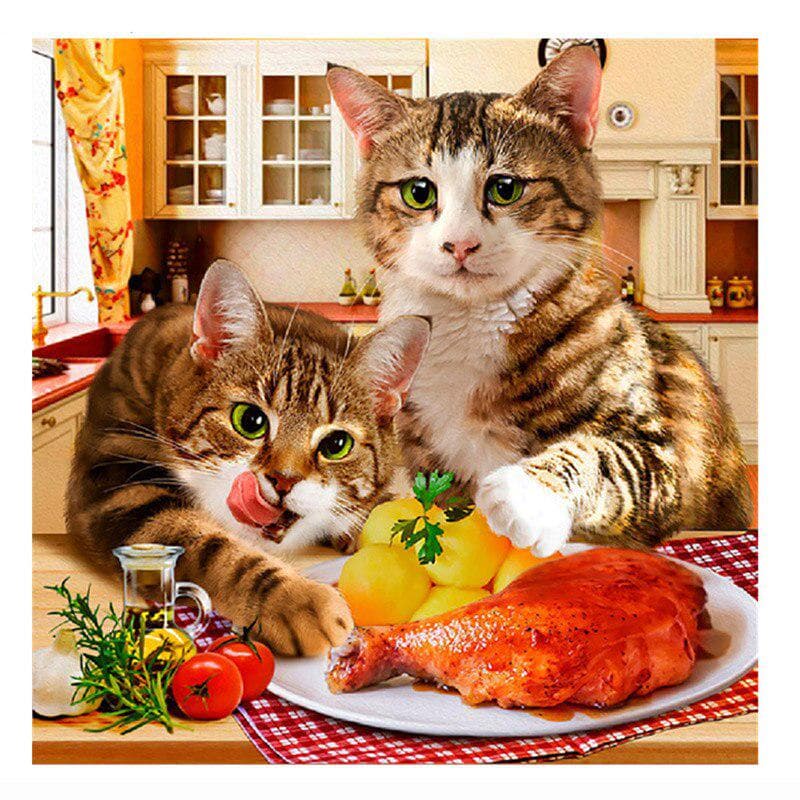 DIY Animal Diamond Painting Lovely Cat Cross Stitch Diamond Embroidery kitten Full Round home decor 30x30CM