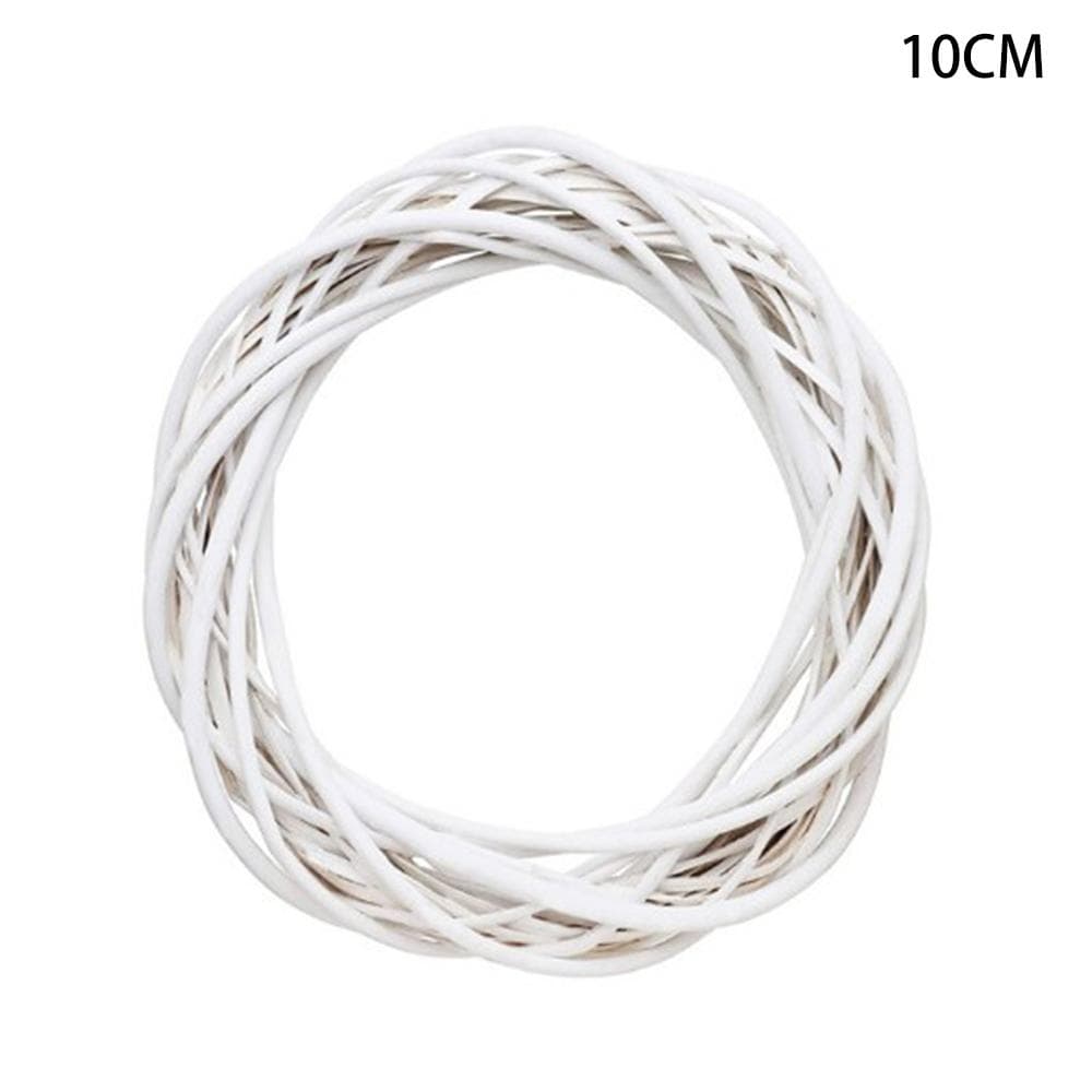 10/22/30CM White Wicker Wreath Decor Rattan Ring Artificial Flowers Garland Dried Flower Frame Craft Accessories DIY Garland 10CM