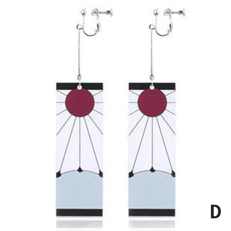 Acrylic Tanjiro Earrings Demon Slayer Earrings Anime Cosplay Props Girls Jewelry