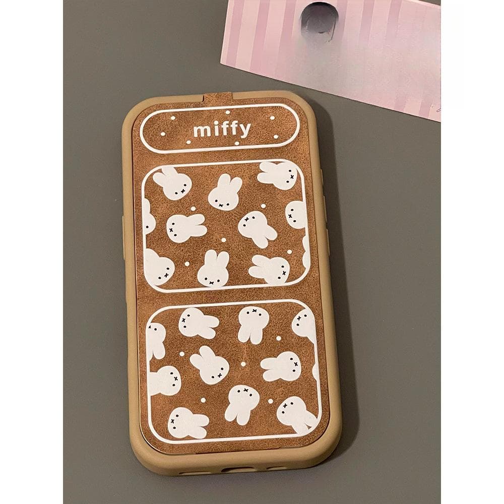 Retro Leather Brown Cute Miffy Rabbit Suitable for IPhone15promax Mobile Phone Case Apple 16 Magnetic Suction iPhone 13
