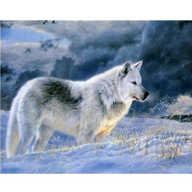 DIY 5D Diamond Painting Wolf Animal Mosaic Kit Cross Stitch Diamond Embroidery Full Drill Round 50X70CM yellow