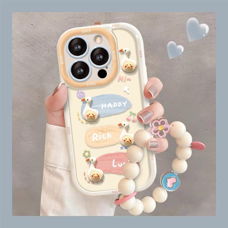 Applicable To Apple 15promax Mobile Phone Case IPhone 13/14plus Pigment Duck Doll Chain 12/11 Women iPhone 15 Pro Max