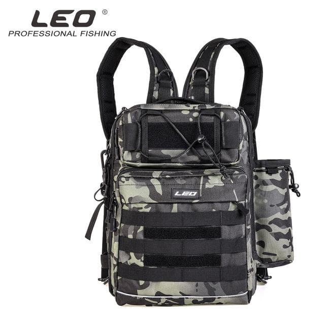 LEO Fishing Tackle Bag Fishing Lure Bait Chest Pack Shoulder Backpack Waterproof Outdoor Hunting Camping Fishing Sling&Backpack camouflage
