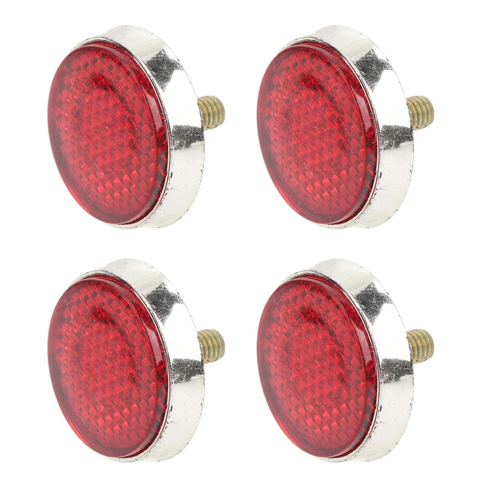 4Pcs Round Reflector 42mm High Brightness Waterproof Stylish Red Safety Reflector For M6 Thread