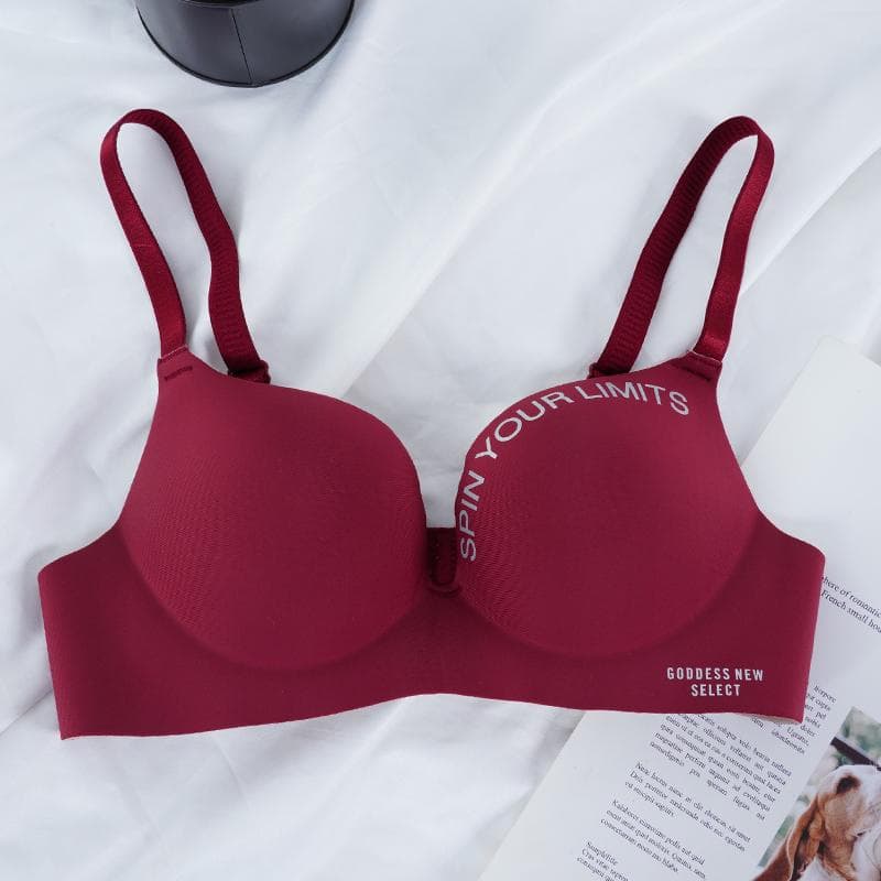 Women's Seamless Bra Sexy Underwear Push Up Wireless Bralette Underwears Fashion Letter Pattern Female Lingerie Bras for Women 32/70AB wine red