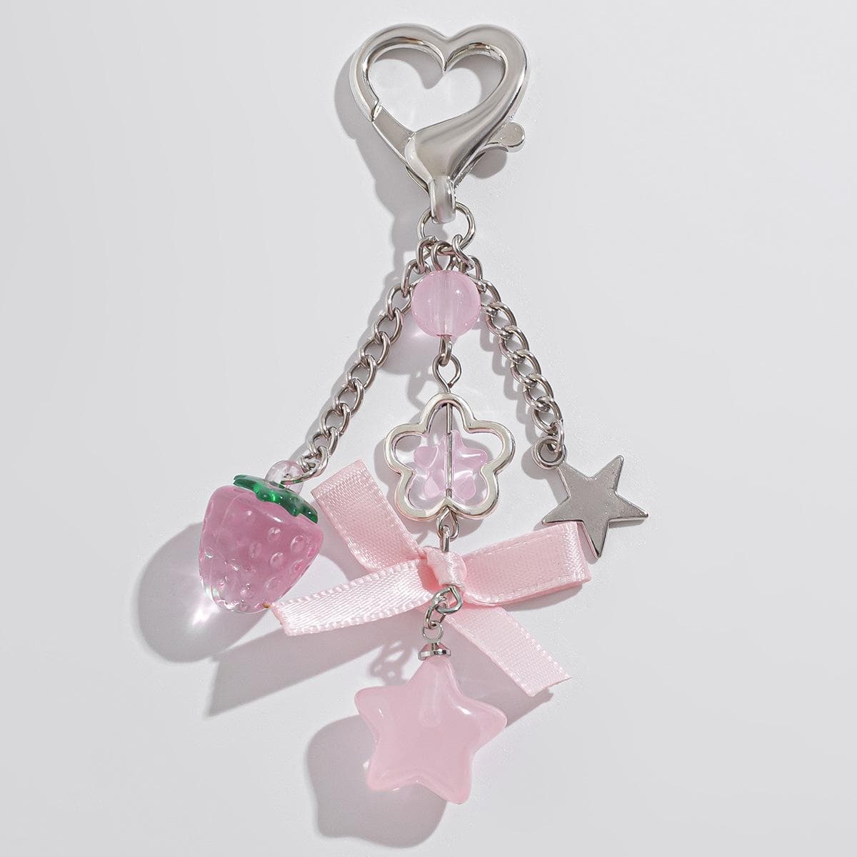 Fashion Flower Star Love Bow Strawberry Pendant Keychain Student Women's Bag Backpack Pants Chain Accessories