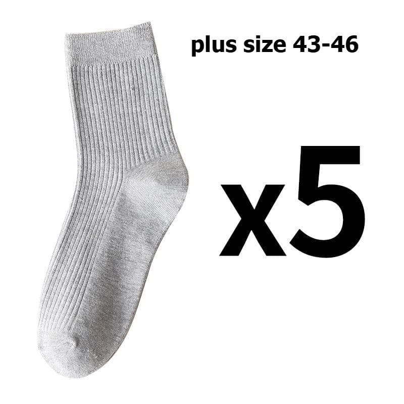5 Pairs/Lot Men's Vertical Striped Cotton Socks Mid-calf Breathable Socks Business Sports Socks 5 Pairs gray