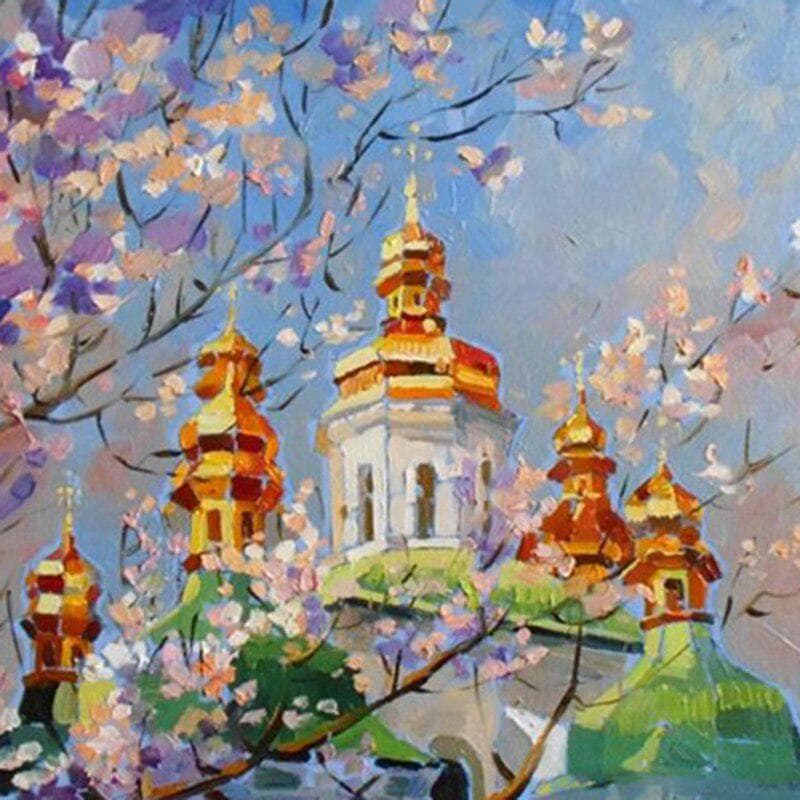 5D DIY Diamond Painting Temple Picture Diamond Embroidery of Rhinestone Diamond Home Decor 30x30CM