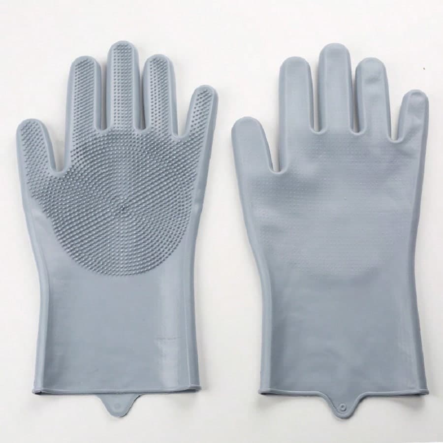 1 Pair Pet Grooming Gloves - Cat Dog Bathing Gloves - Silicone Material, Durable - Pet Bathing and Massage Grey 100g